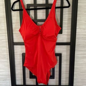 NWOT Serra red one piece bathing suit full coverage bottom swimsuit size M￼